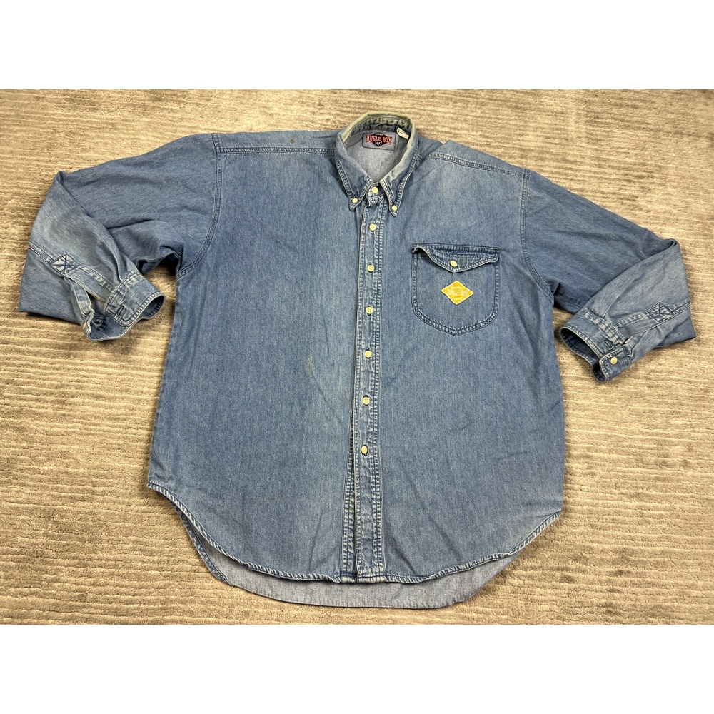 Bugle Boy Denim Shirt Mens XL Blue Vintage 90s Long Sleeve Button Down Cotton